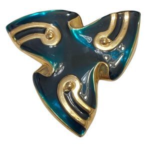 Vintage Gold And Enamel Swirl Brooch